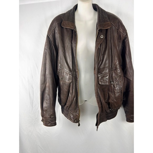 Members Only Brown Leather Bomber Jacket – Quilted Lined Late 1980s–Early 1990s